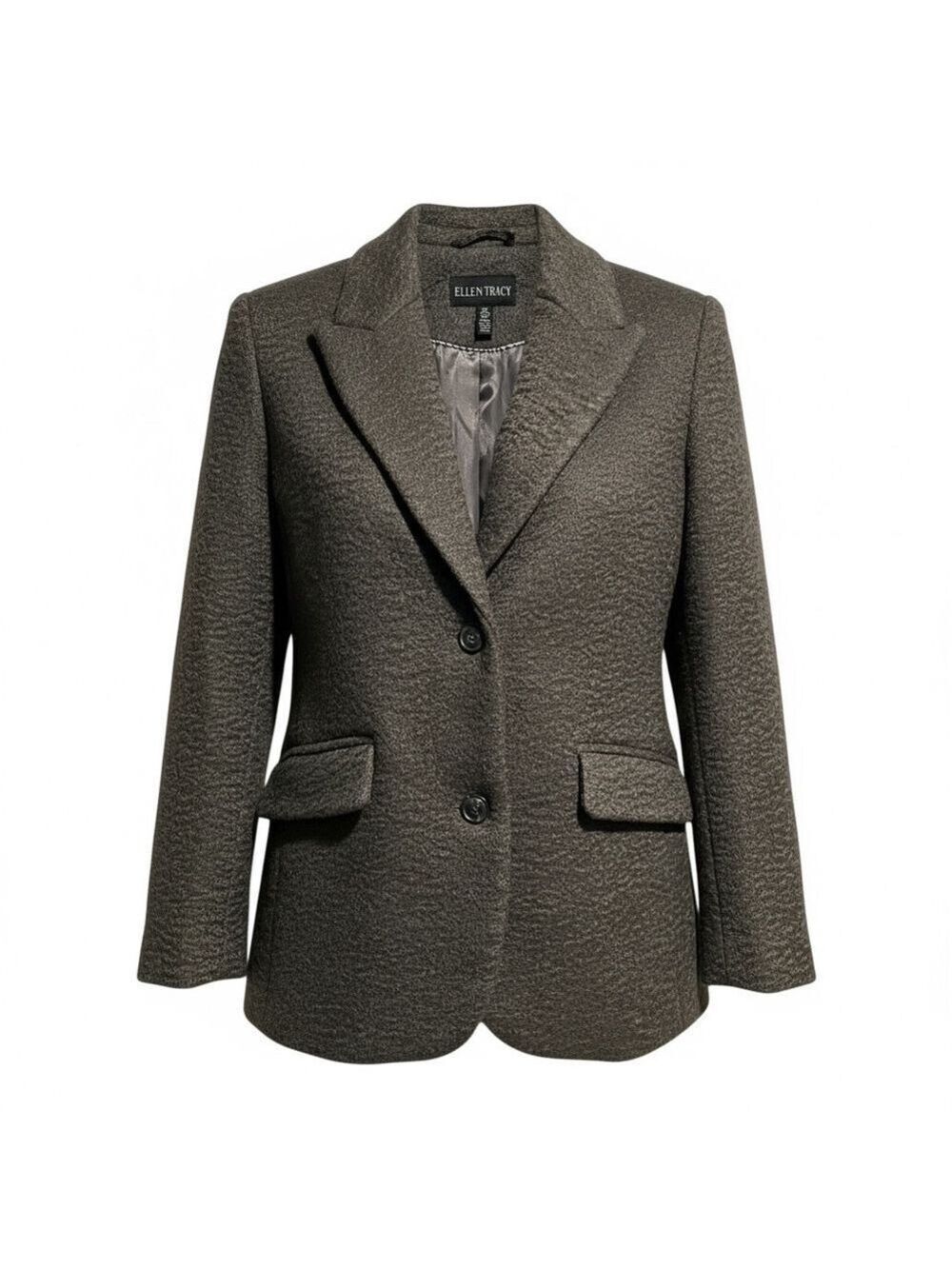 Ellen Tracy Gray Boucle Wool Blend Blazer Jacket Medium NWT